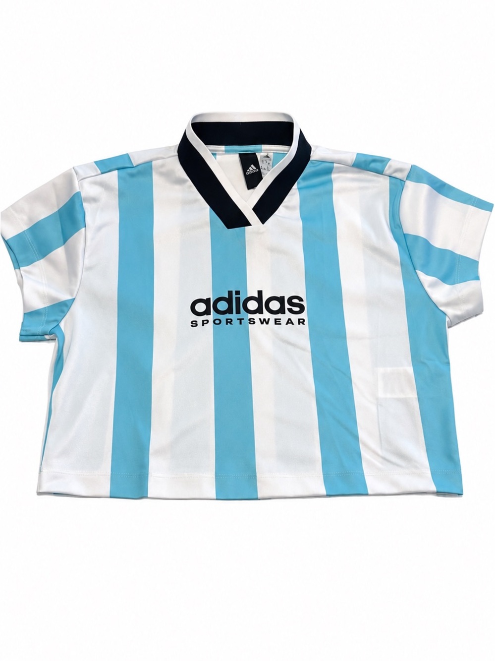 adidas Tiro Cut 3-Stripes Crop Jersey M White Light Blue Soccer Blokecore